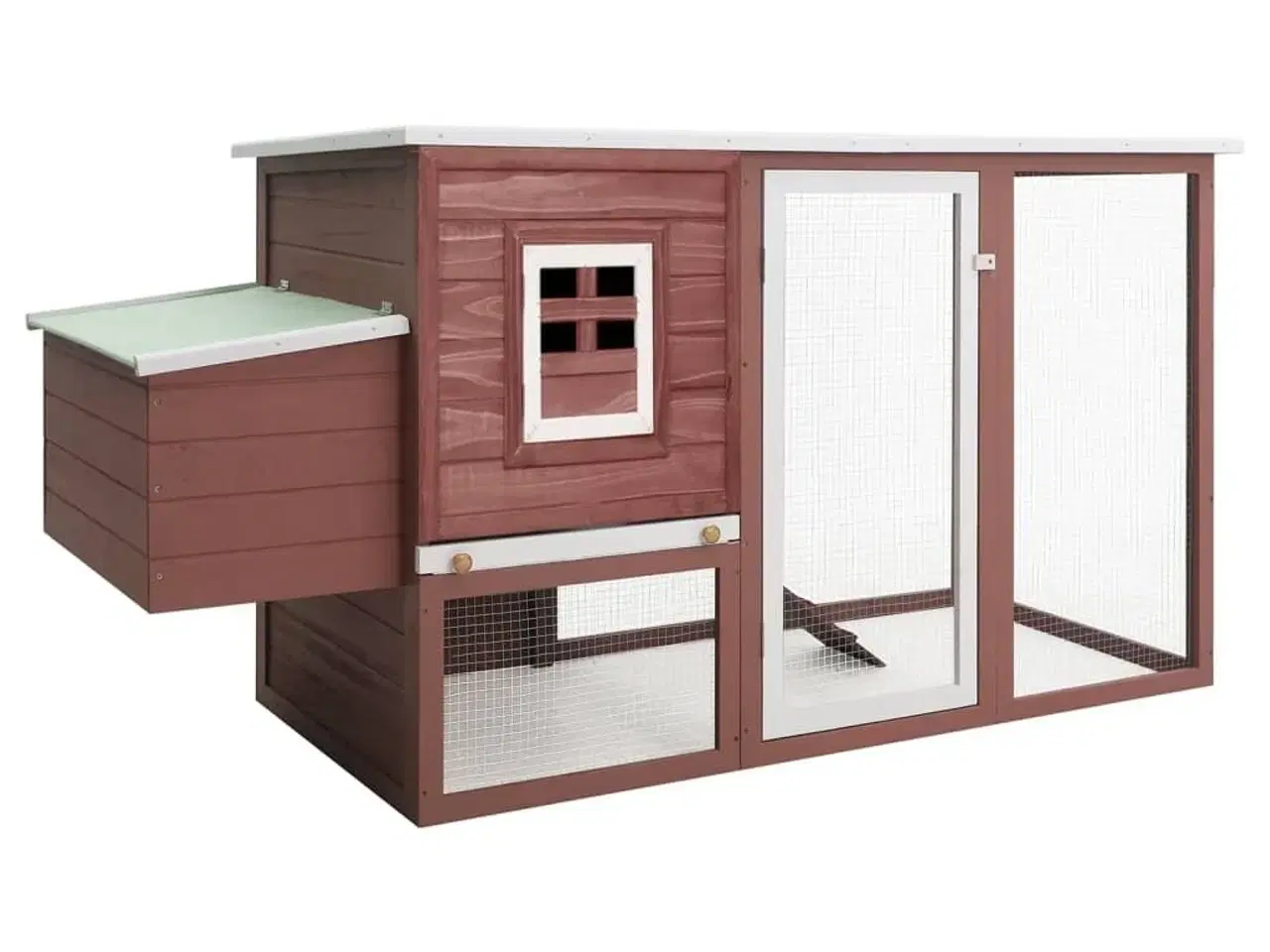 Billede 1 - Udendørs hønsehus med 1 redekasse træ brun
