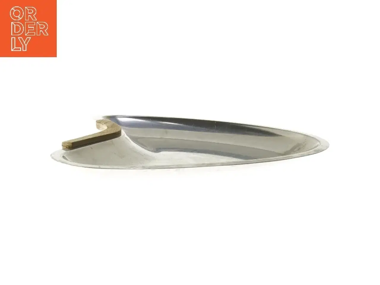 Billede 2 - Rustfrit stål bakke med træhåndtag (str. 27x23 cm)