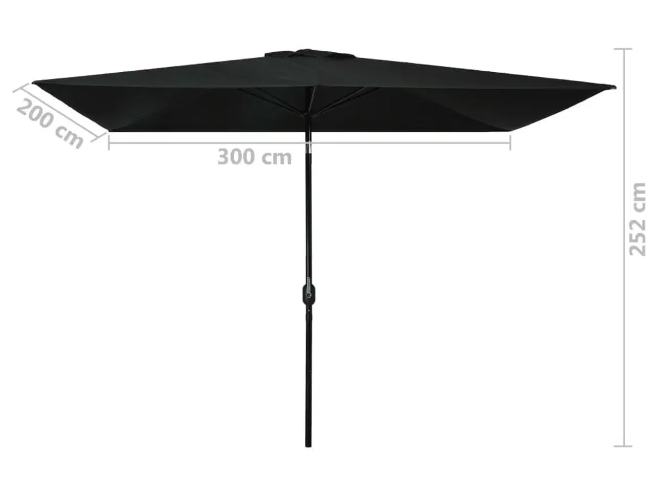 Billede 7 - Udendørs parasol med metalstang 300 x 200 cm sort