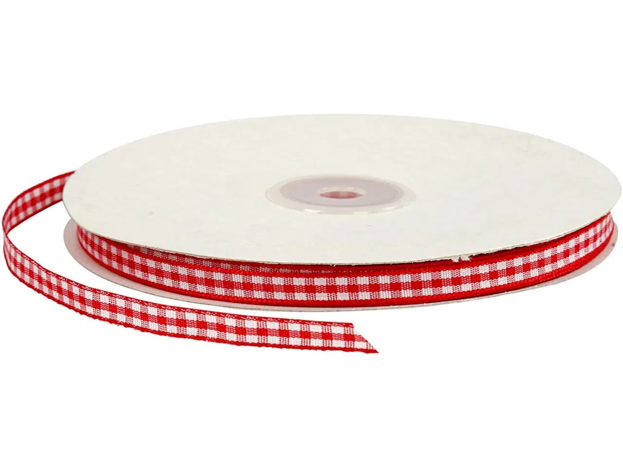 Billede 1 - Rød/hvid ternet bånd 6 mm - 50 meter rulle