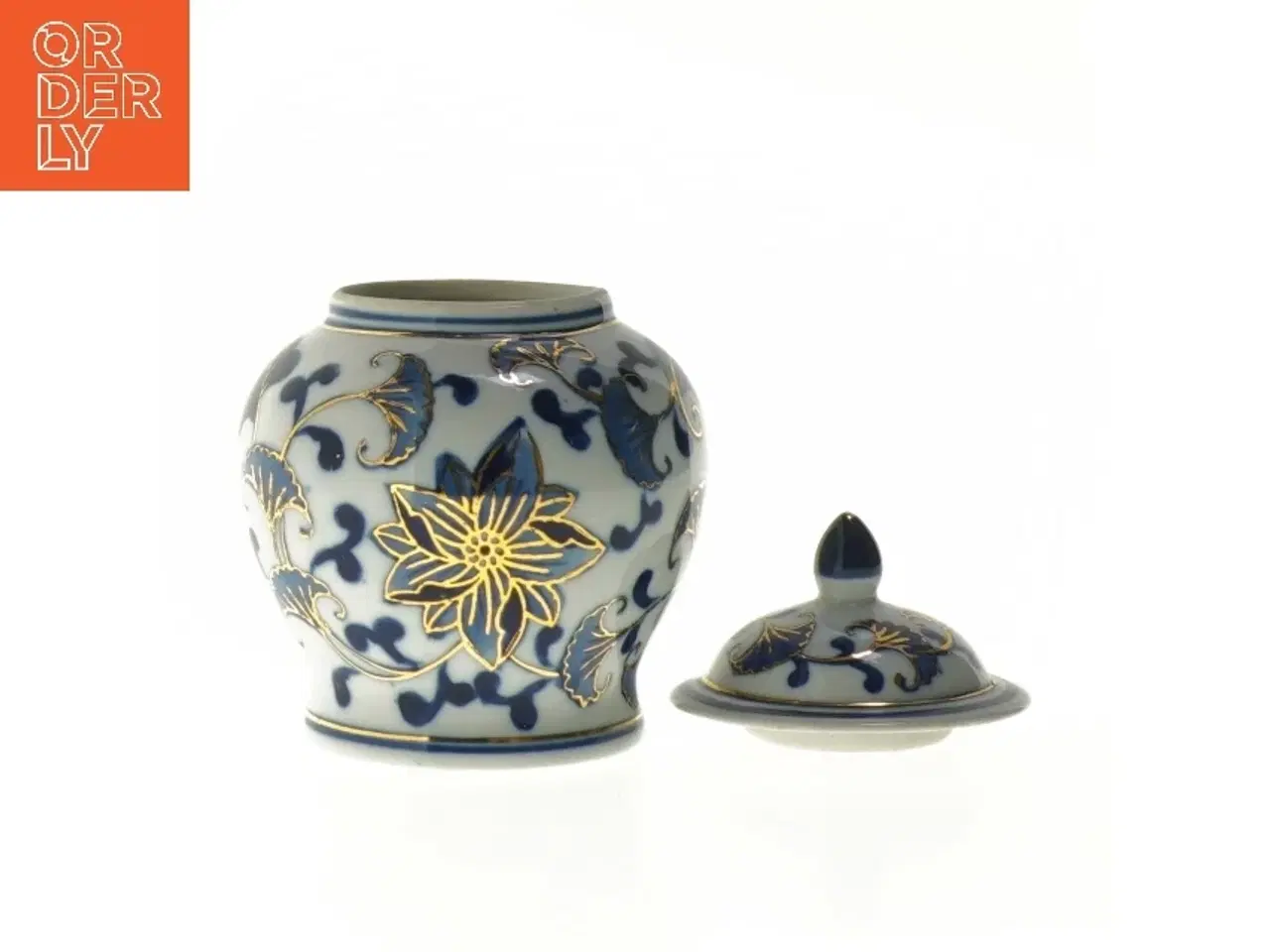 Billede 2 - Dekoreret krukke med låg (str. Ø 9,5x15 cm)