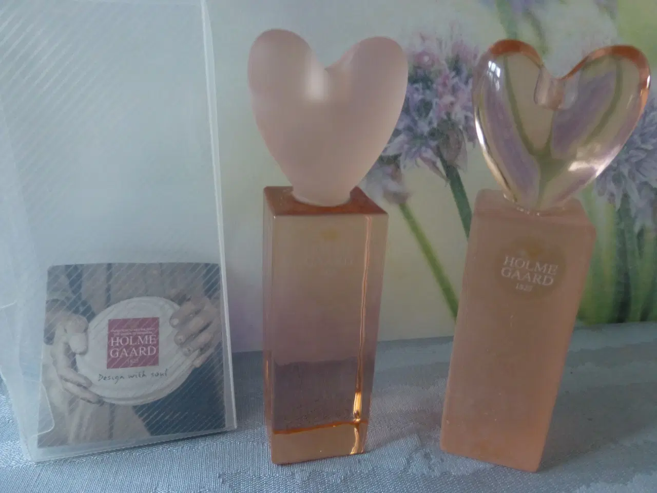 Billede 1 - Hjertestager fra Holmegård i glas - Rosa