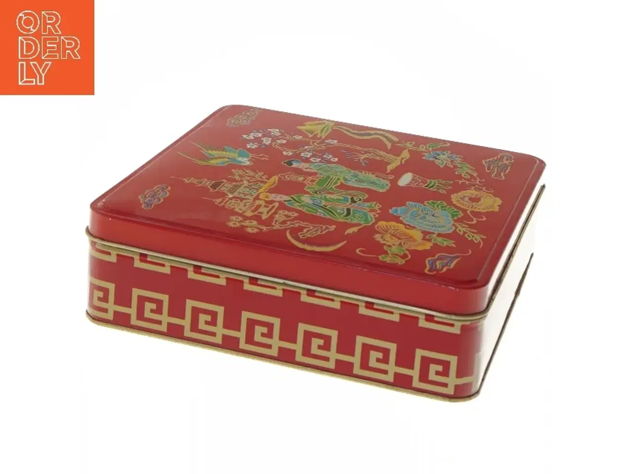 Billede 4 - Dekoreret metalæske (str. 23,5x22x6,5 cm)