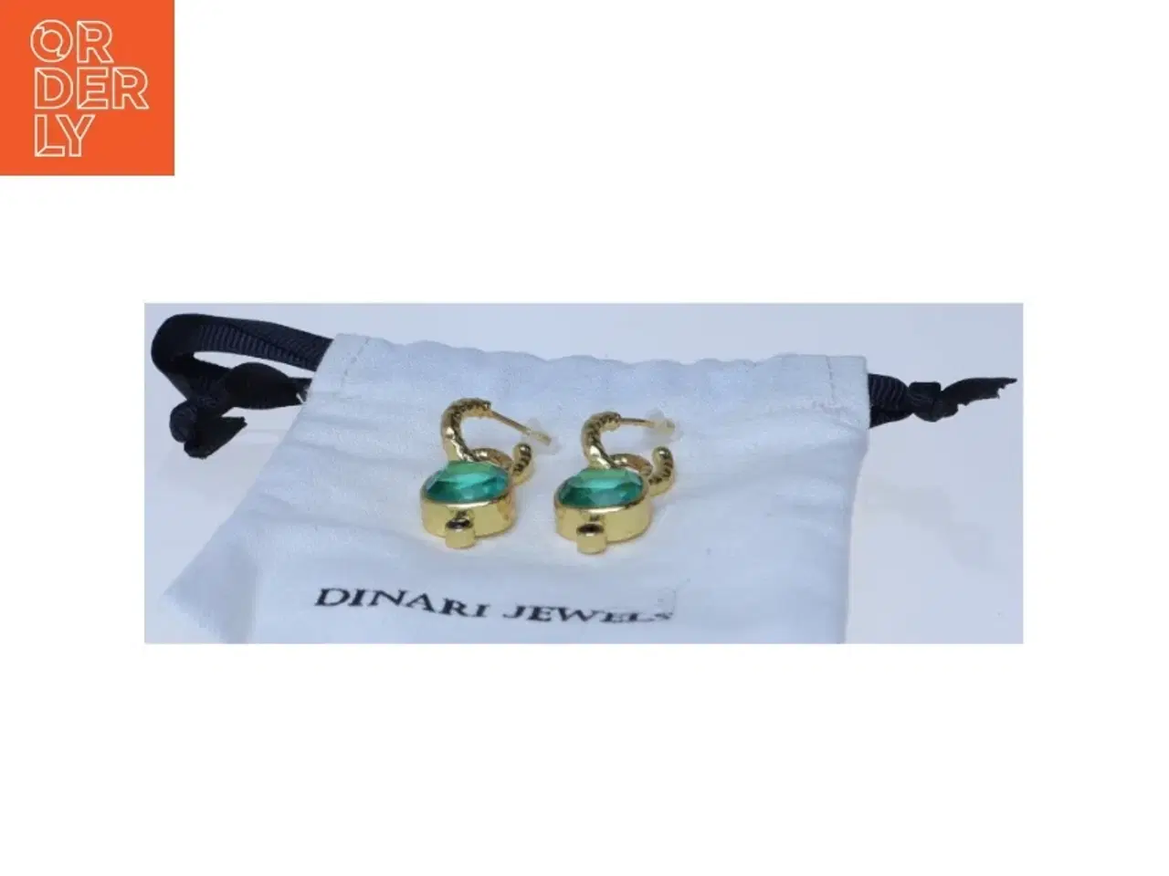 Billede 2 - Øreringe med grøn sten fra Dinari Jewels (str. 3,5 cm)