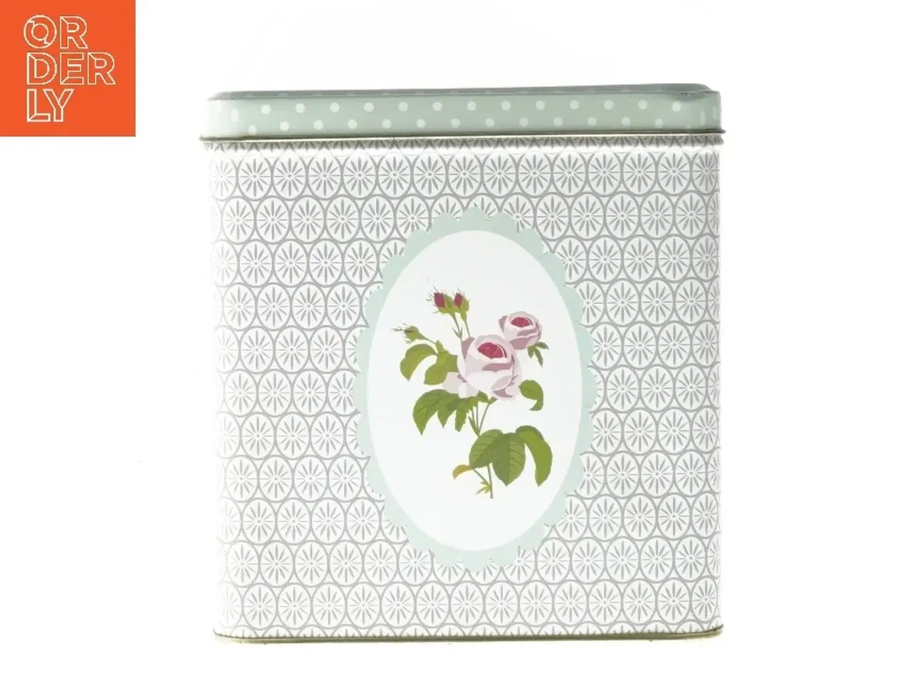 Billede 1 - Dekorativ metalboks med blomsterdesign (str. 16x15x15 cm)