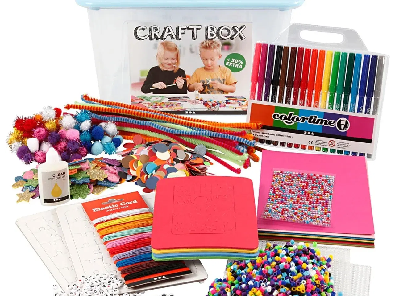 Billede 1 - Hobbybox med Assorterede Farver til Kreativ Leg