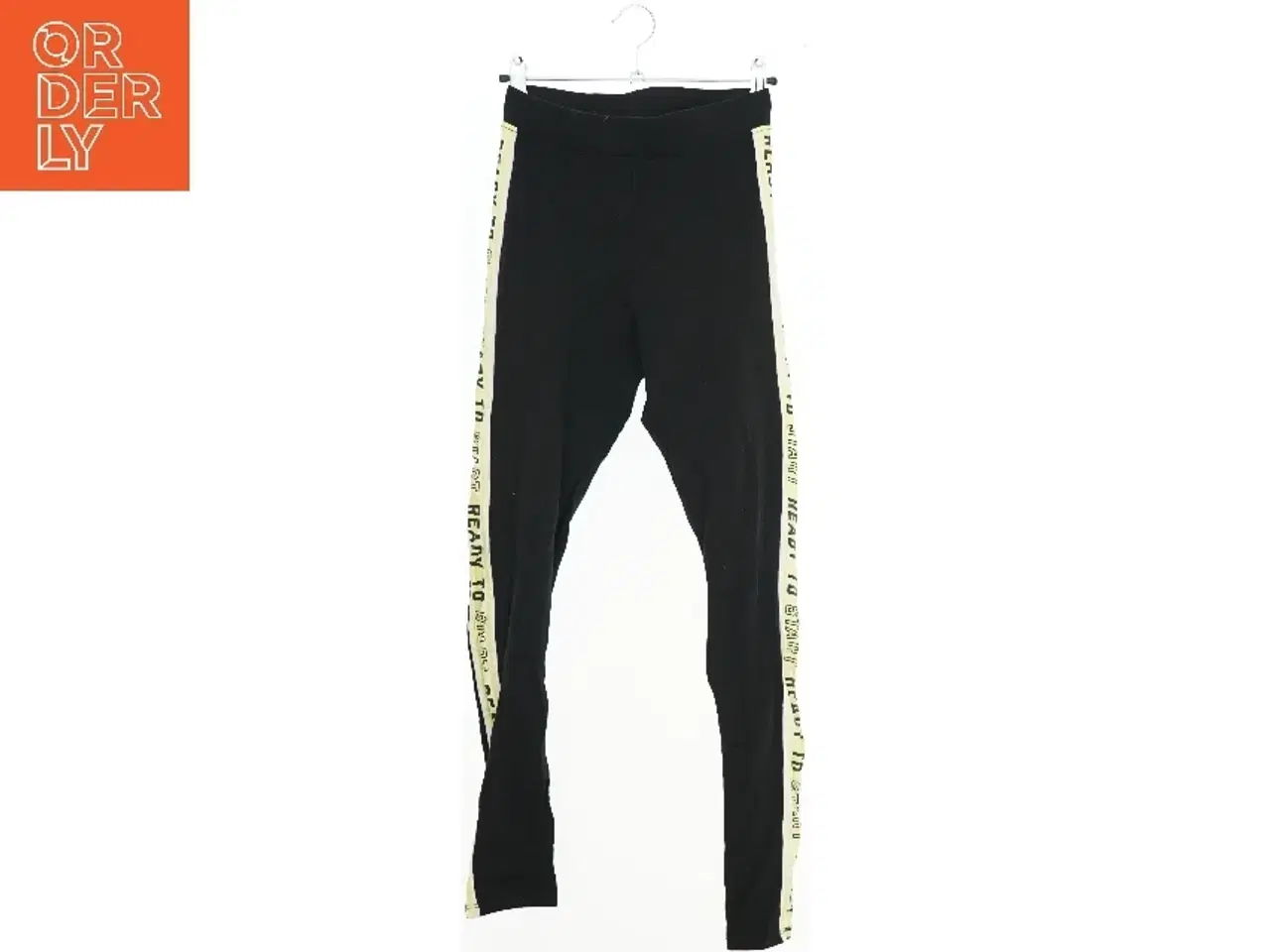 Billede 1 - Lange sorte leggings med gule striber fra H&M (str. 164)