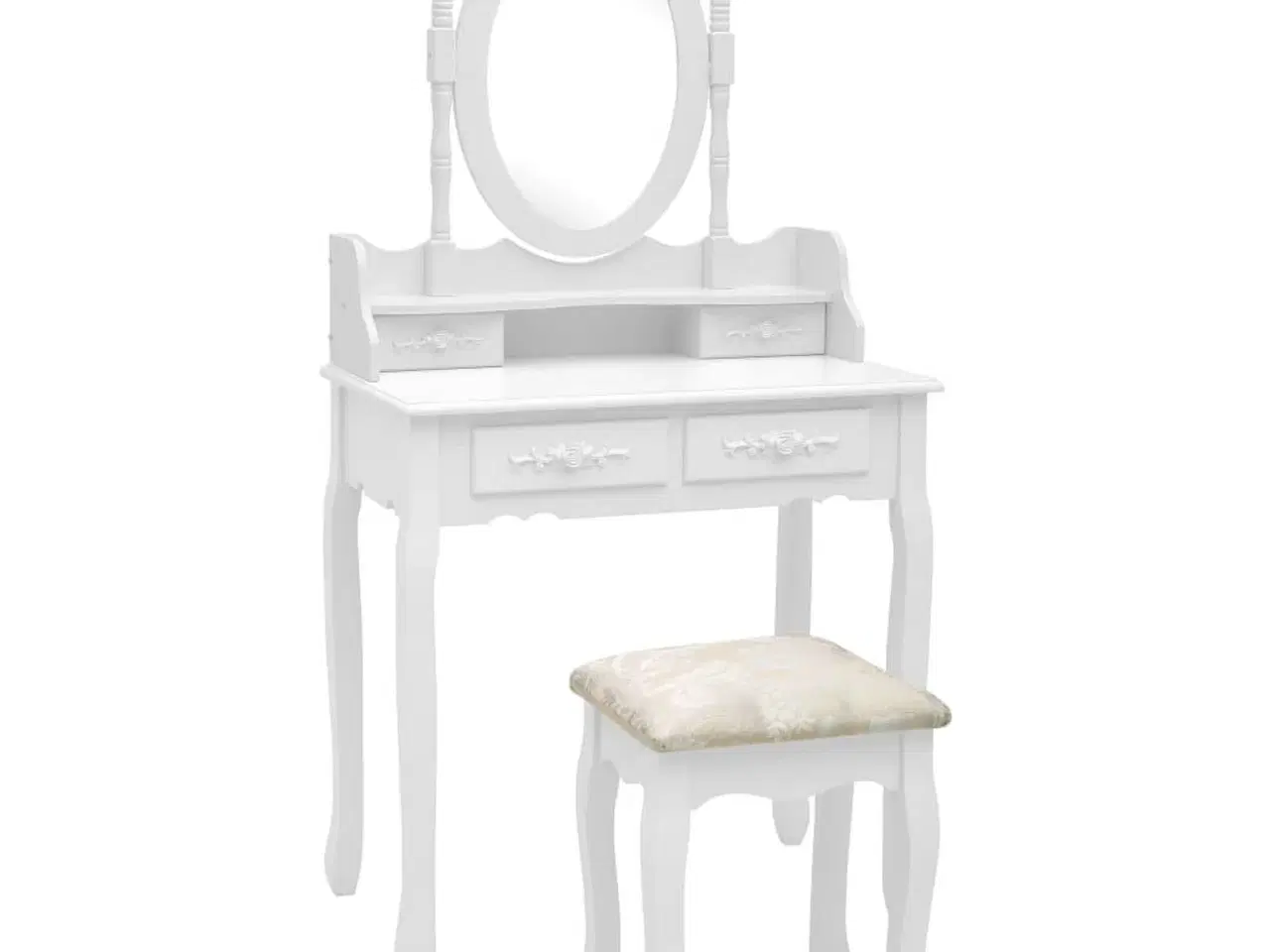 Billede 1 - Sminkebordssæt med taburet 75x69x140 cm kejsertræ hvid