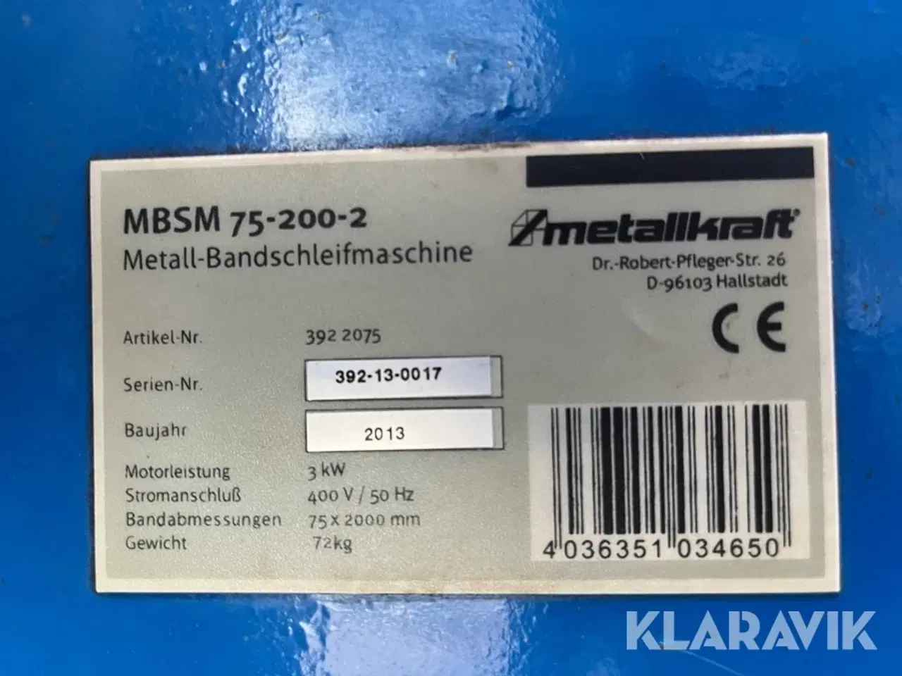 Billede 12 - Bånd sliber METAKLRAFT MBSM 75-200–2