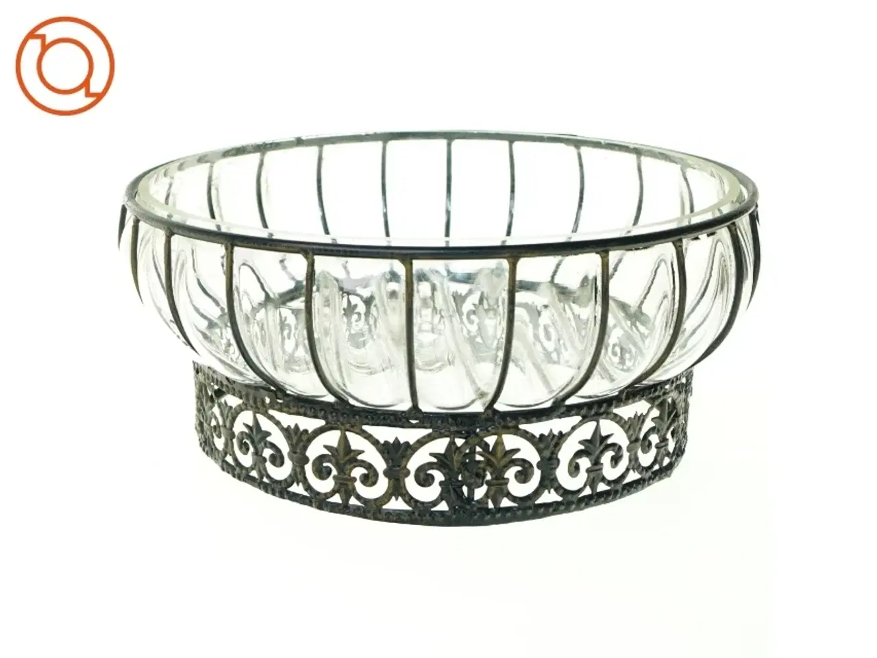 Billede 1 - Skål af Glas støbt i metal ramme (str. 30 x 13 cm)