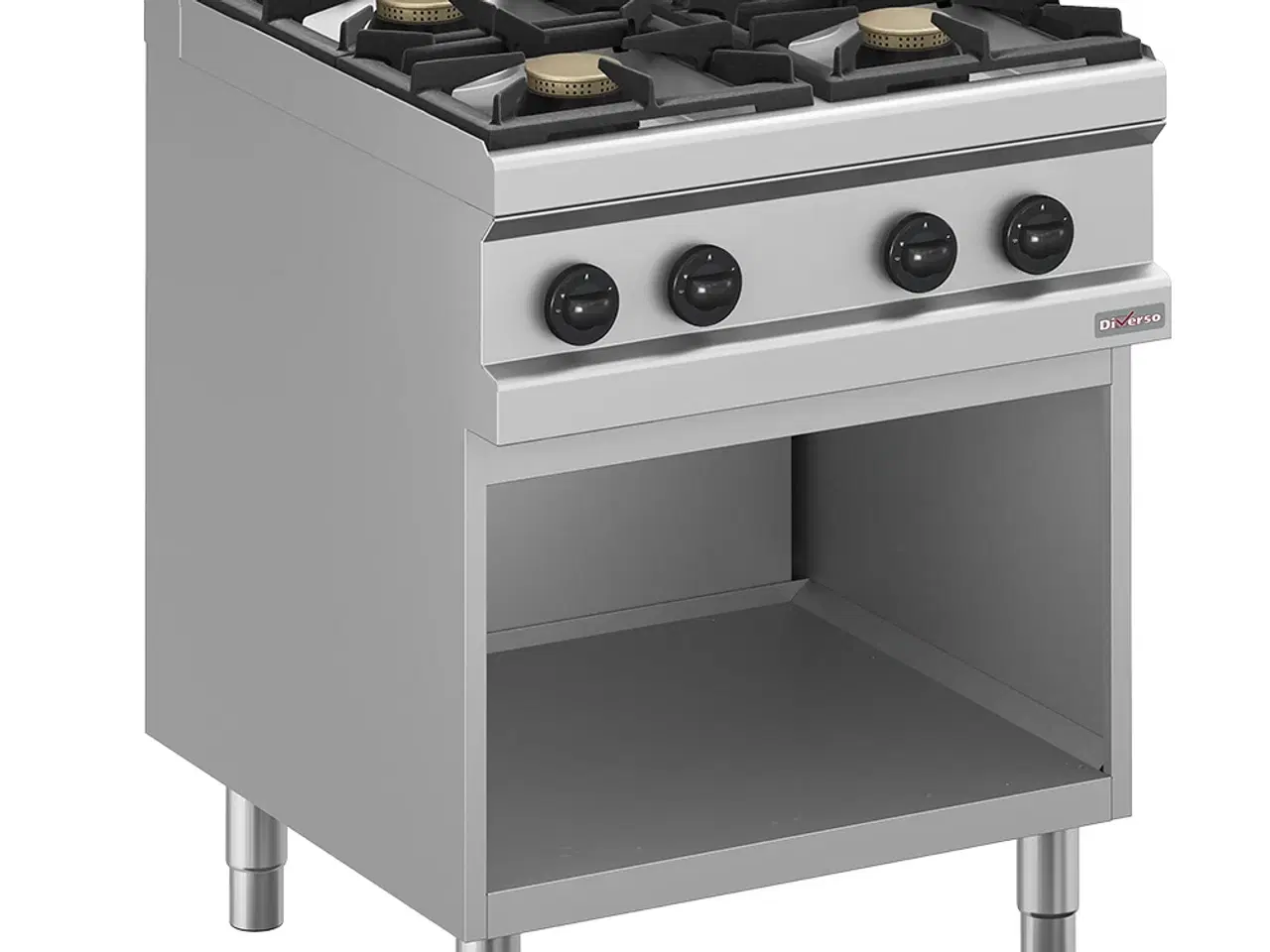 Billede 1 - Gaskomfur 4 blus (4x 5,5 kW) – Åbent GN 2/1 skab 