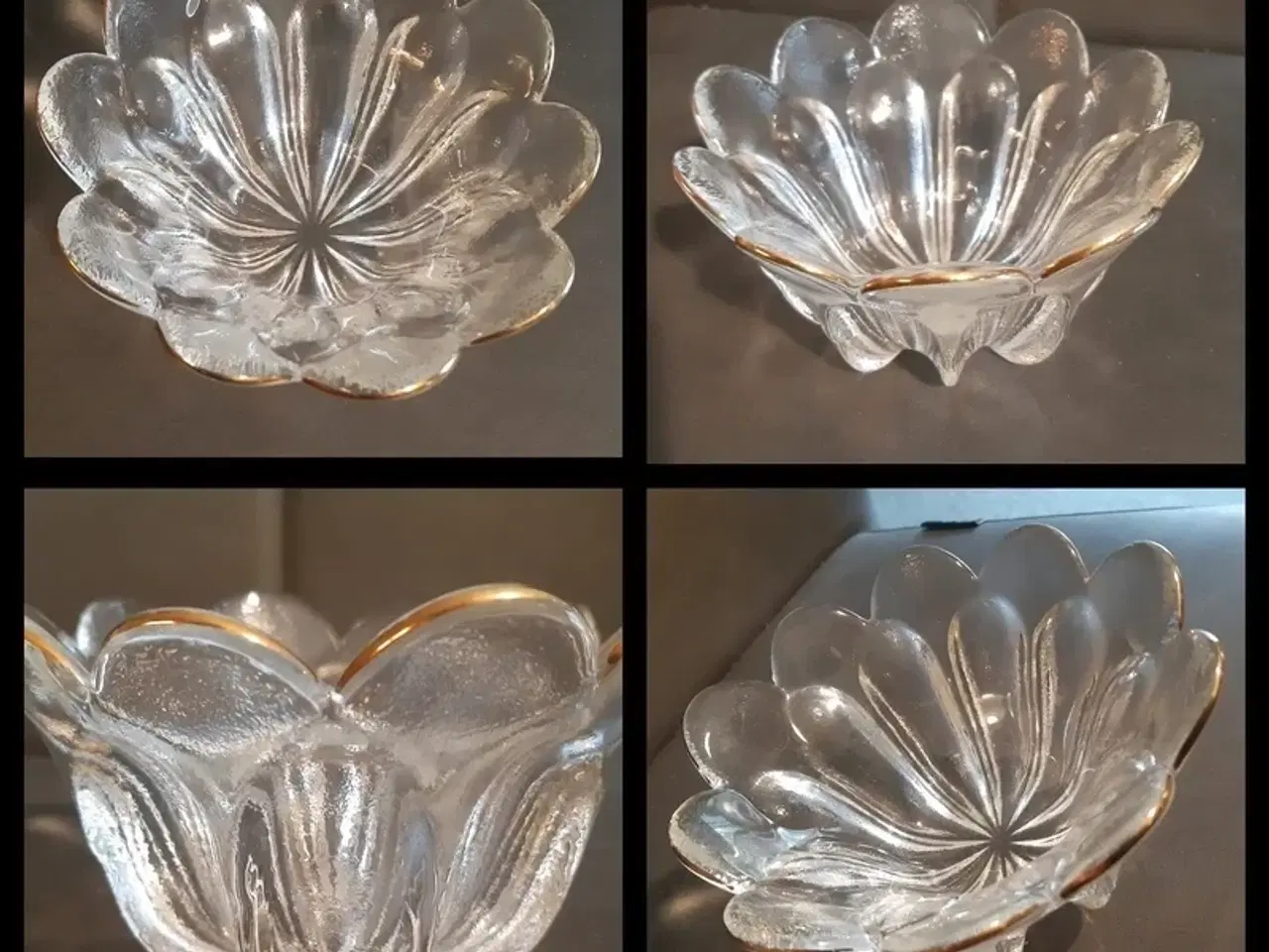 Billede 1 - Glas skål med guld kant 