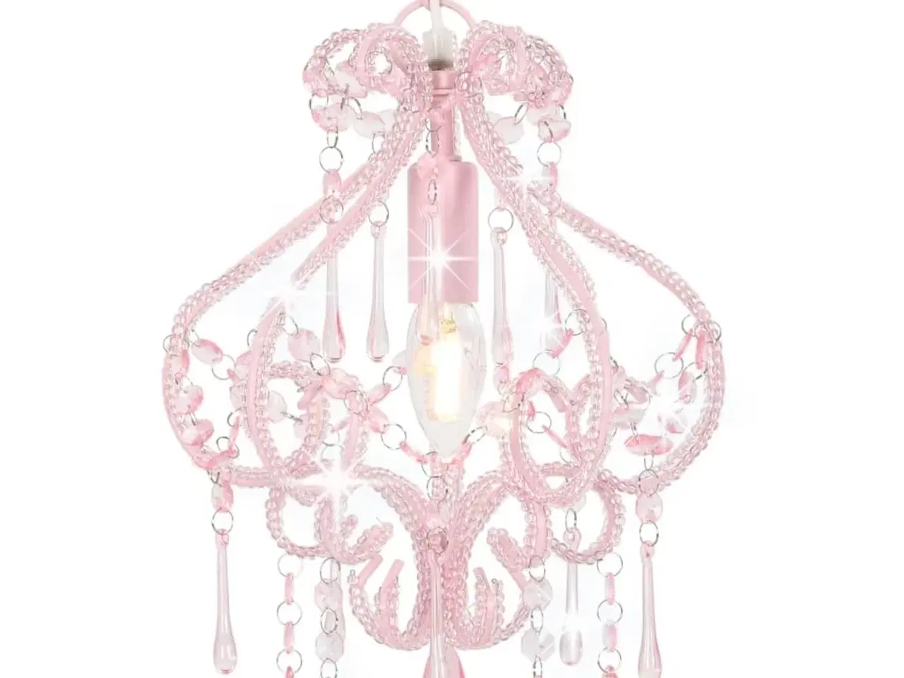 Billede 1 - Loftlampe med perler rund E14 pink