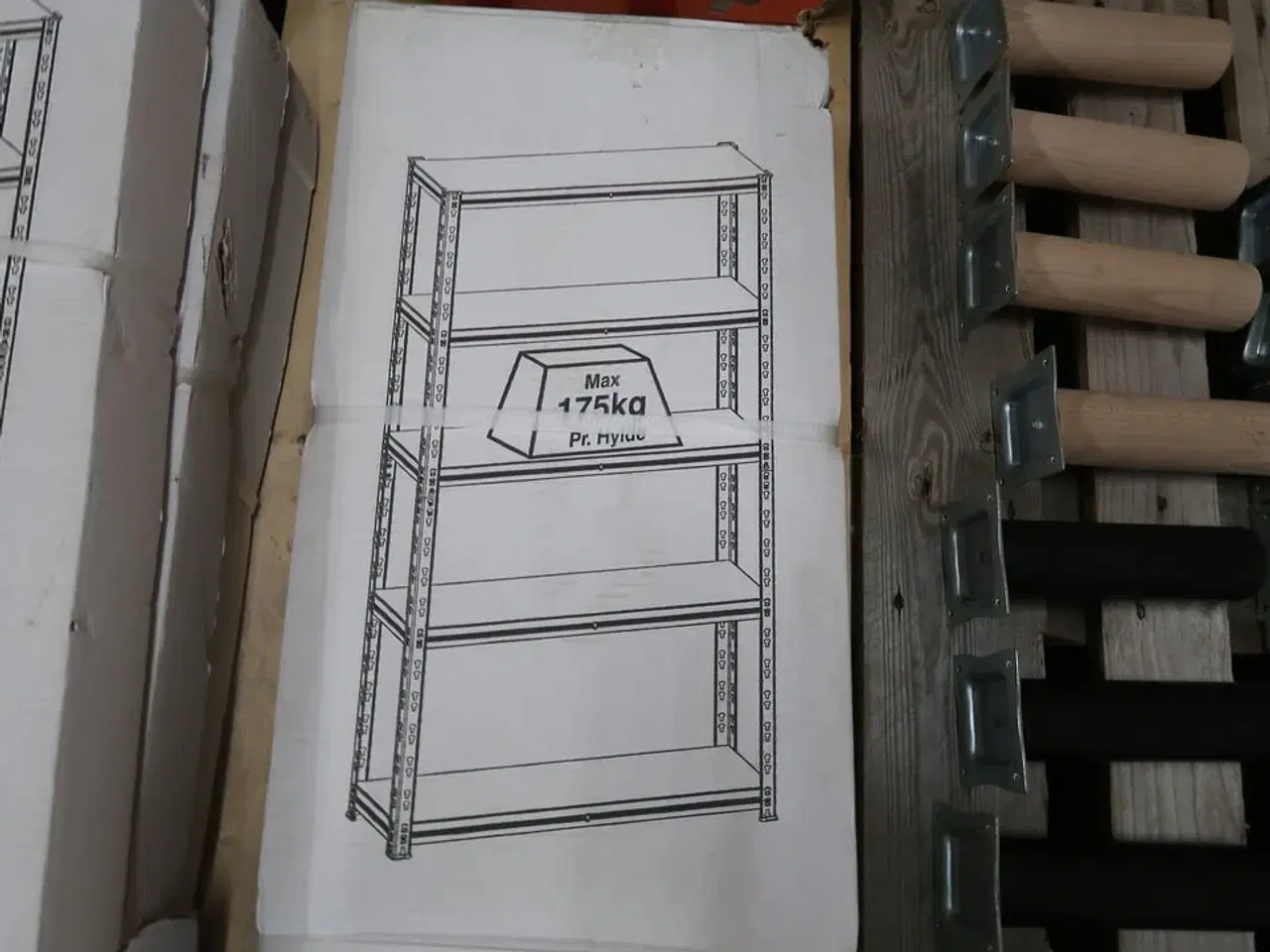 Billede 4 - 3 stk. Work-it stålreol med 5 træhylder 1800×900×300 mm galvaniseret