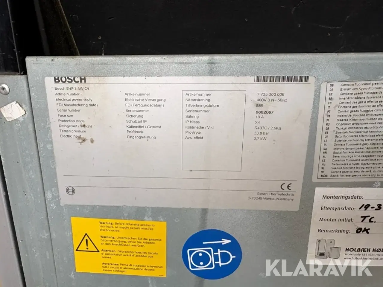 Billede 8 - Luft til vand varmepumpe sæt Bosch CC160 7-9KW