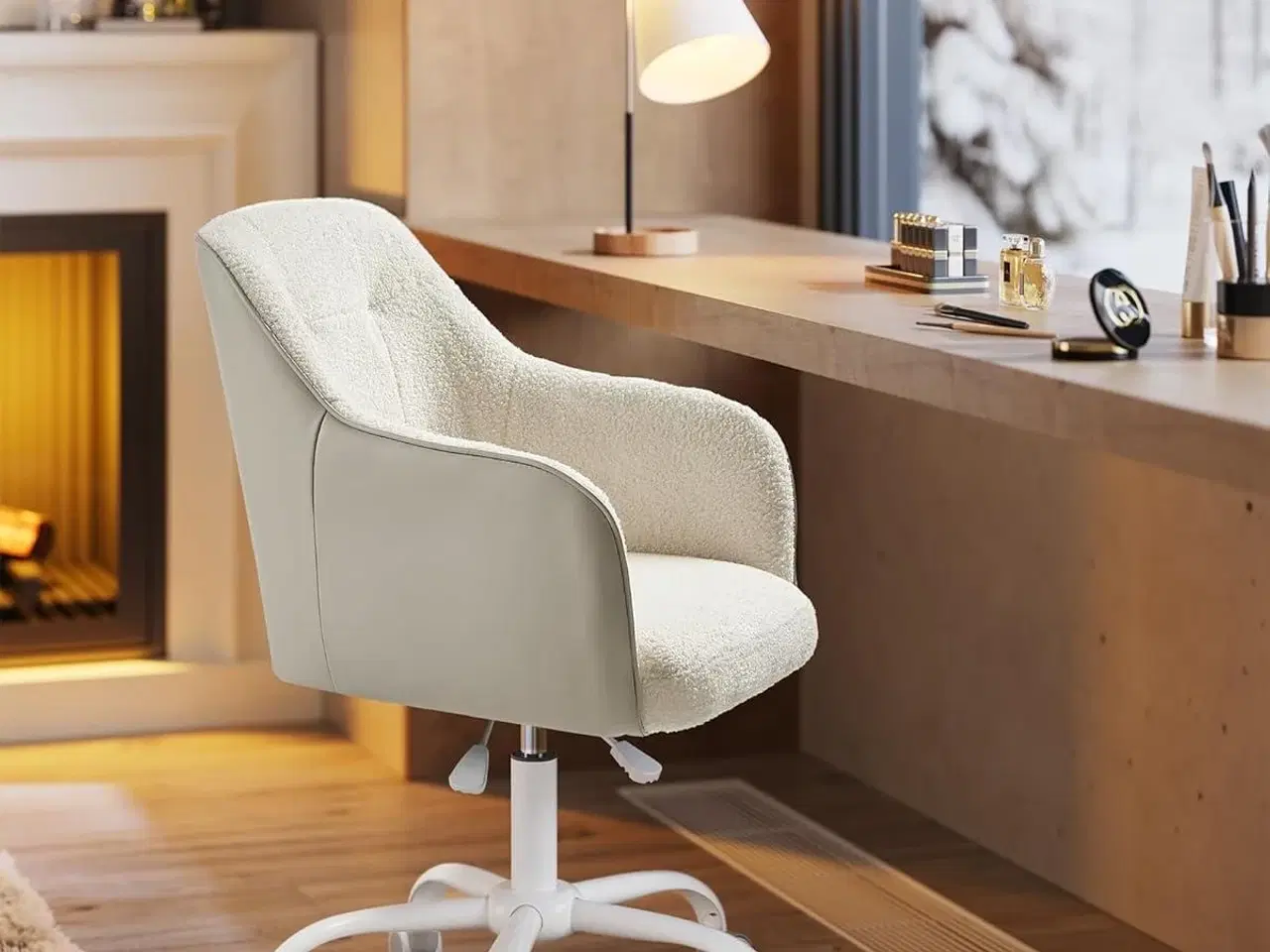 Billede 4 - Kontorstol med armlæn – SONGMICS – drejbar, højdejusterbar, cappuccino beige