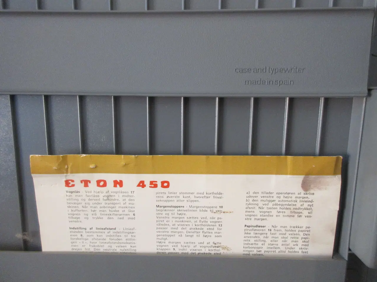 Billede 6 - Ældre skrivemaskine Eton 450 m/ tilhørende kuffert