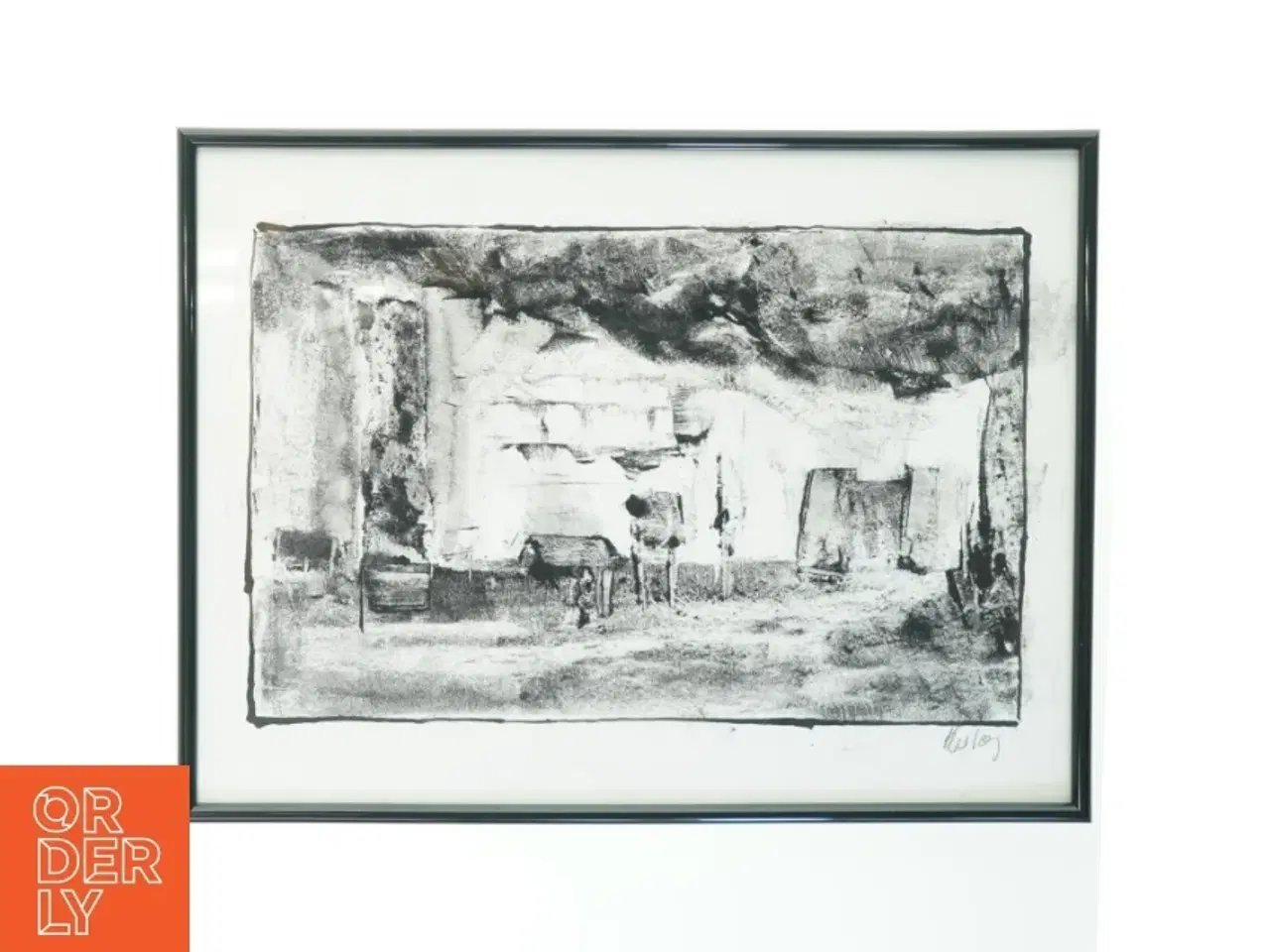 Billede 1 - Sort og hvidt billede i ramme (str. 41 x 31 cm)