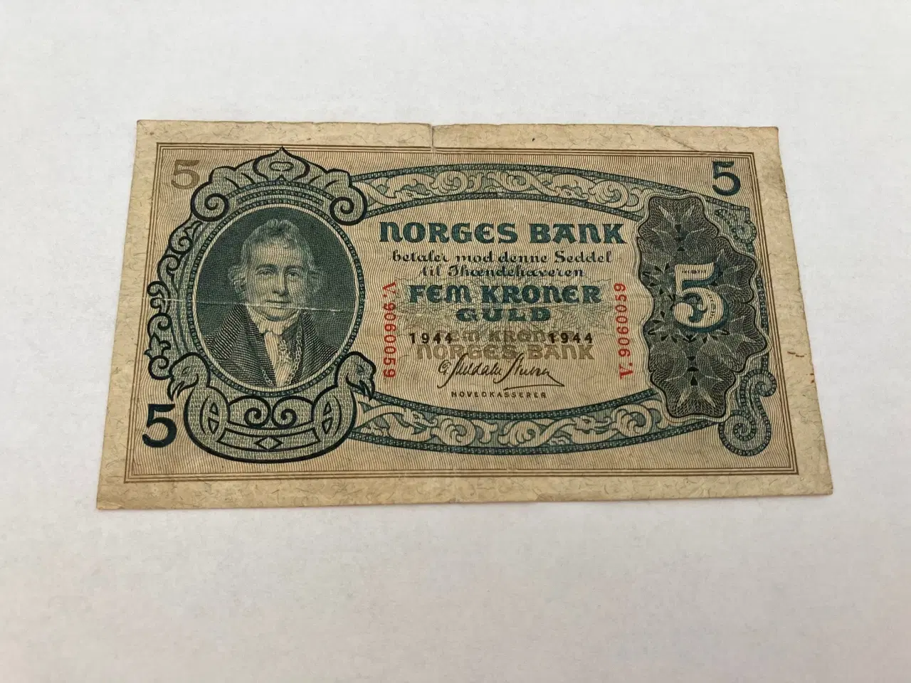 Billede 1 - 5 Kroner Norge 1944 - Slidt