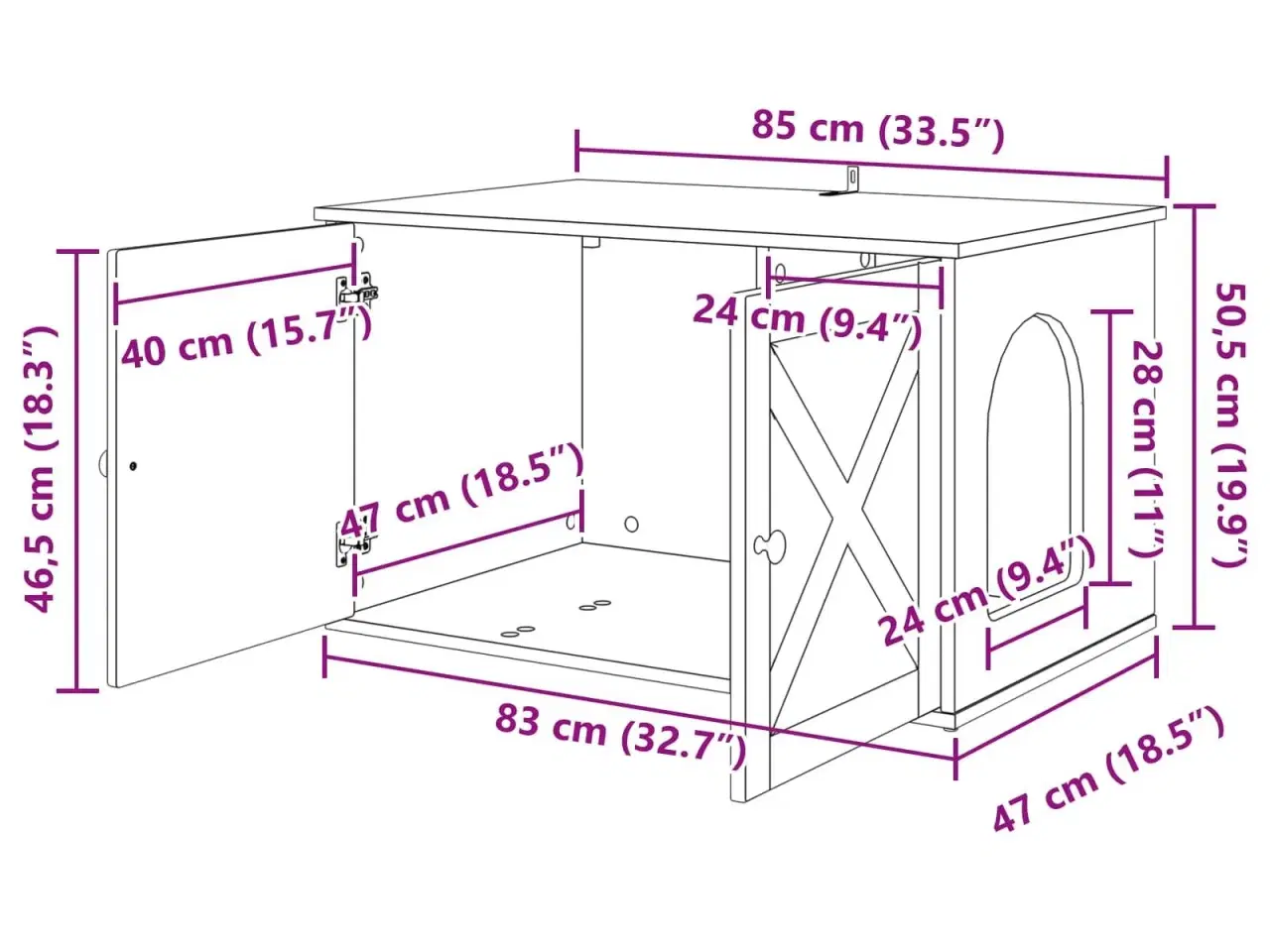 Billede 13 - Kat Hus Hvid 85 x 55 x 50,5 cm Konstrueret træ