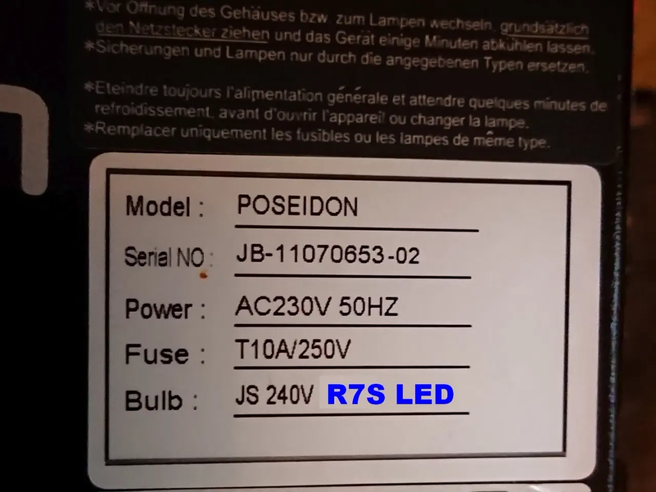 Billede 10 - Udlejes - POSEIDON JBSystems Light R7S 11-30 Watt.