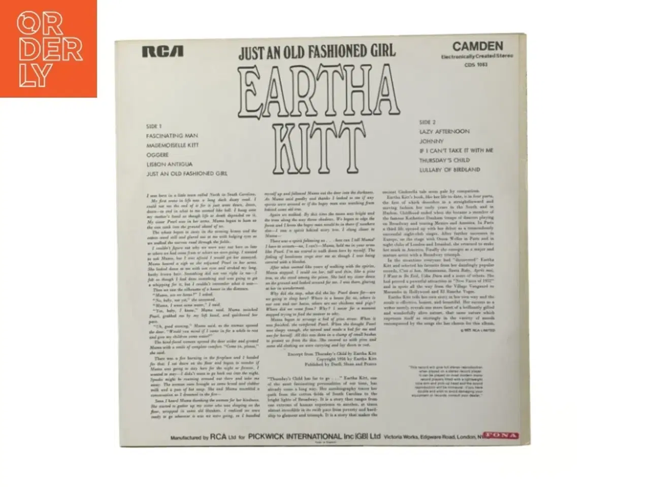 Billede 3 - Eartha Kitt LP - Just an Old Fashioned Girl fra RCA