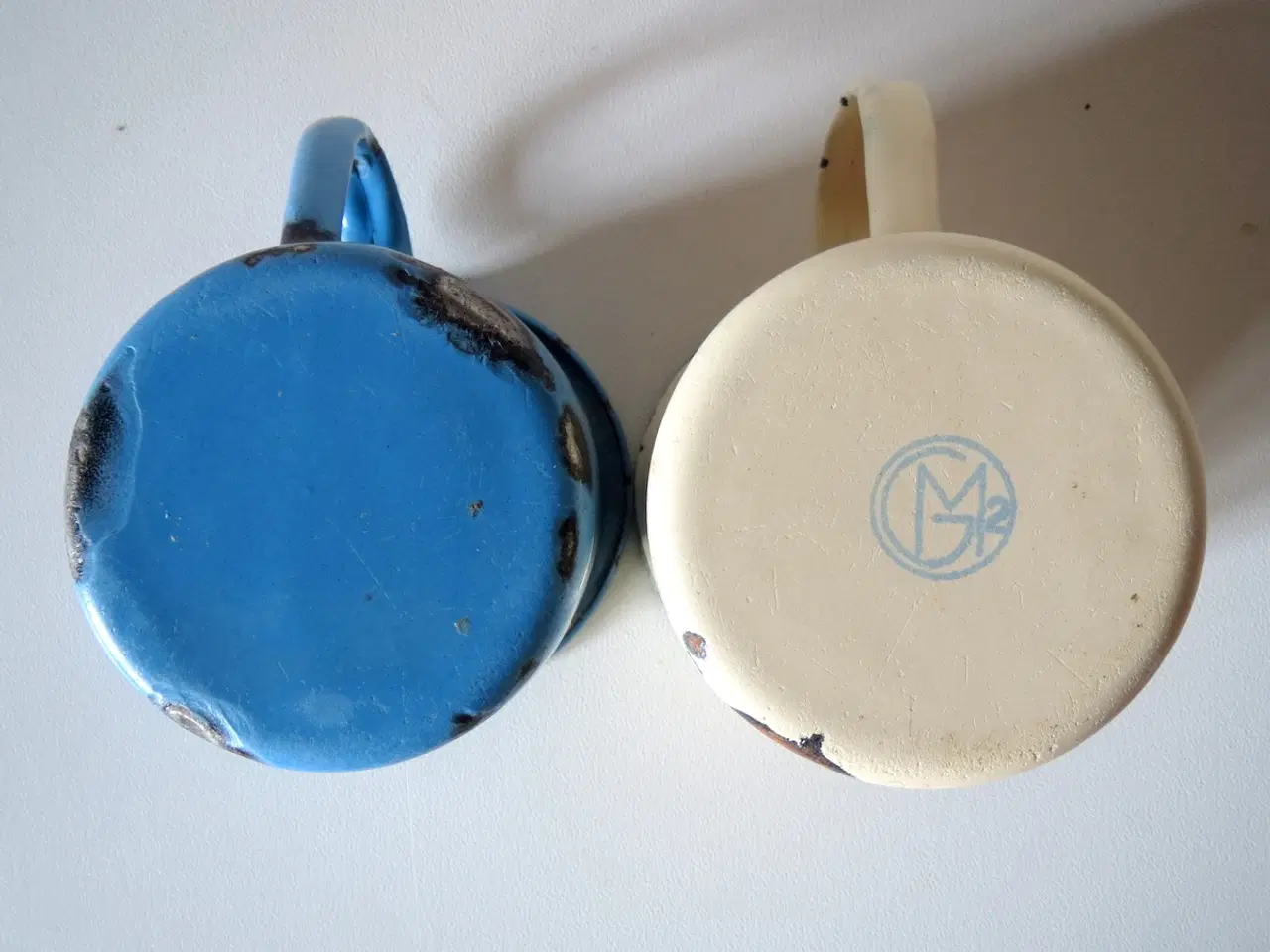 Billede 7 - Emaljerede målebægre, blå og creme