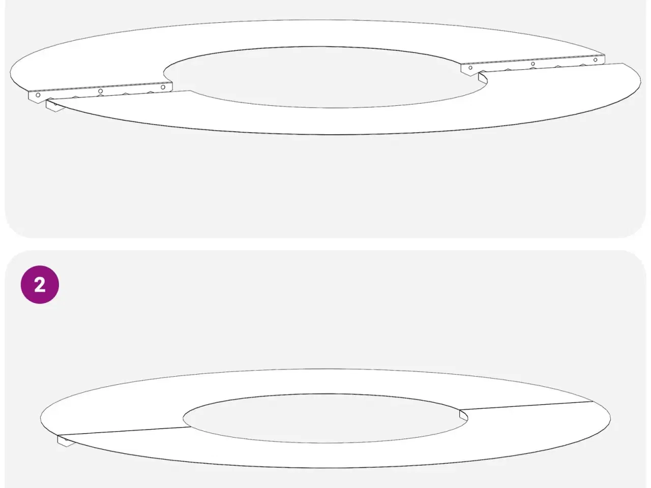 Billede 5 - Flade Træ Ringene 5 stk Brun Ø30 / 60 cm Forvitret stål