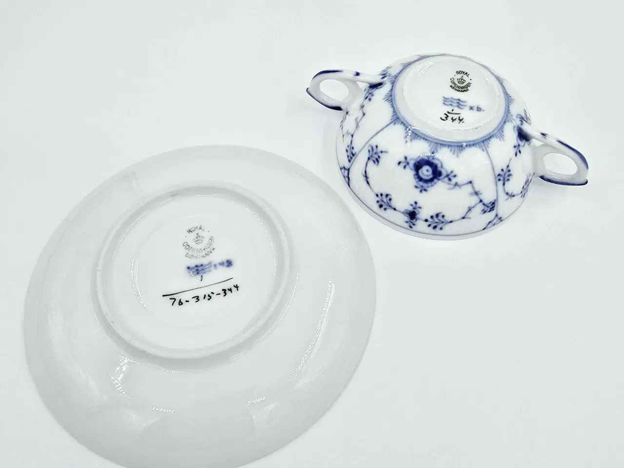 Billede 13 - Musselmalet Riflet Bouillonkop & Underkop 