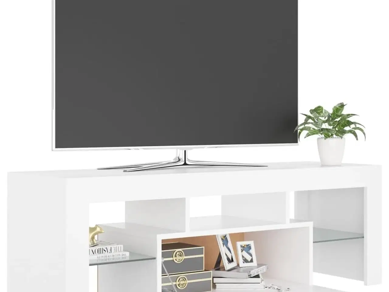 Billede 4 - Tv-skab med LED-lys 120x35x40 cm hvid