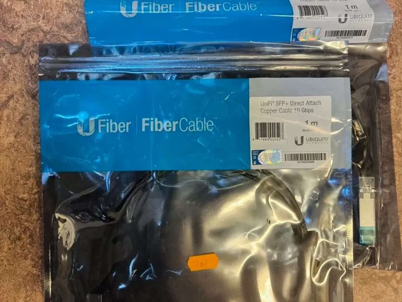 Billede 1 - 2 stk. UBIQUITY UniFI SFP+ 10Gbps 1m fiberkabler (ubrugt)