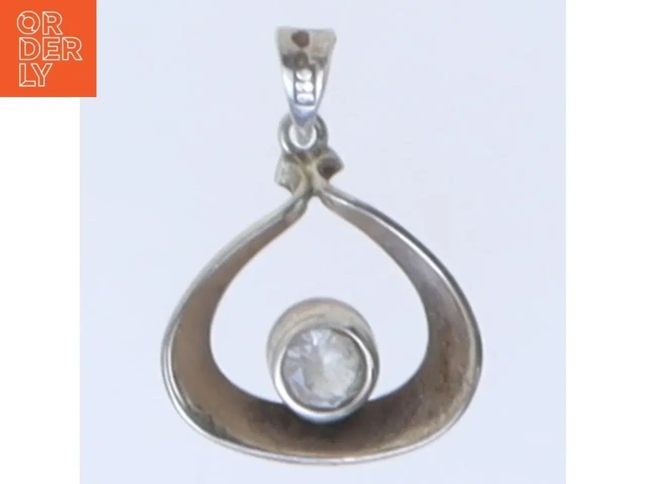 Billede 1 - Sølv vedhæng med klar sten (str. 2,5 cm)