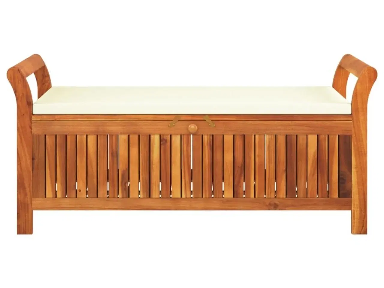 Billede 5 - Opbevaringsbænk med hynde 126 cm massivt akacietræ