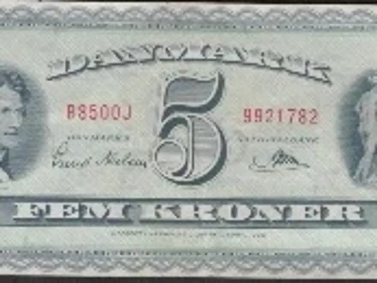 Billede 1 - Danmark 5 kroner 1958 Erstatningsseddel