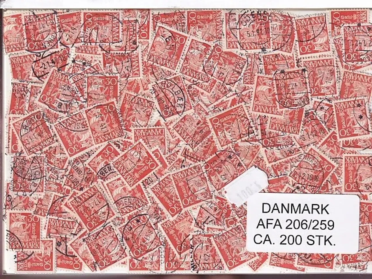 Billede 1 - Danmark 200 stk Afa nr.206/259 Stemplet/ustemplet