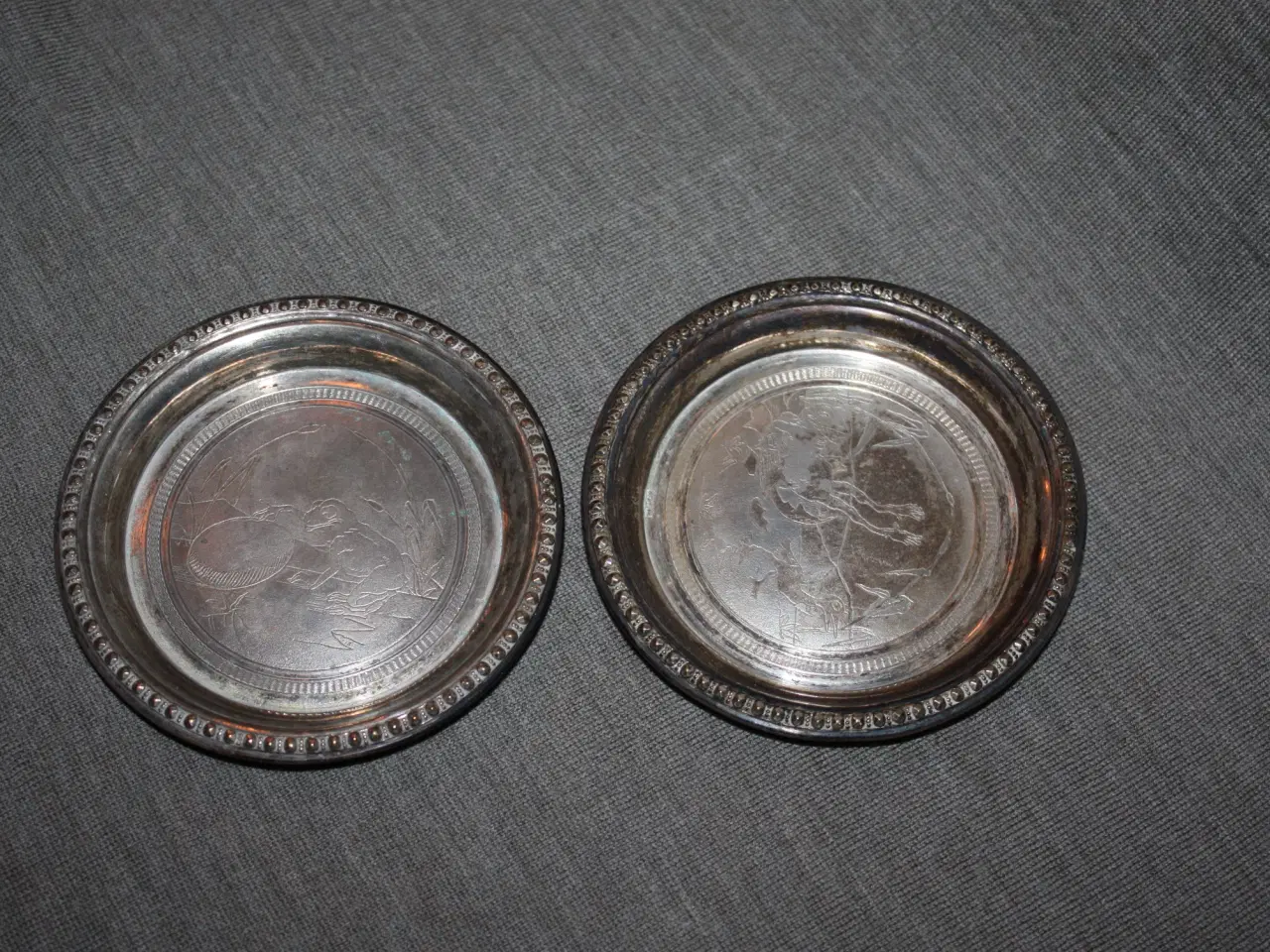 Billede 1 - Flaskebakker / Glasbakke i sølvplet diam 10 cm