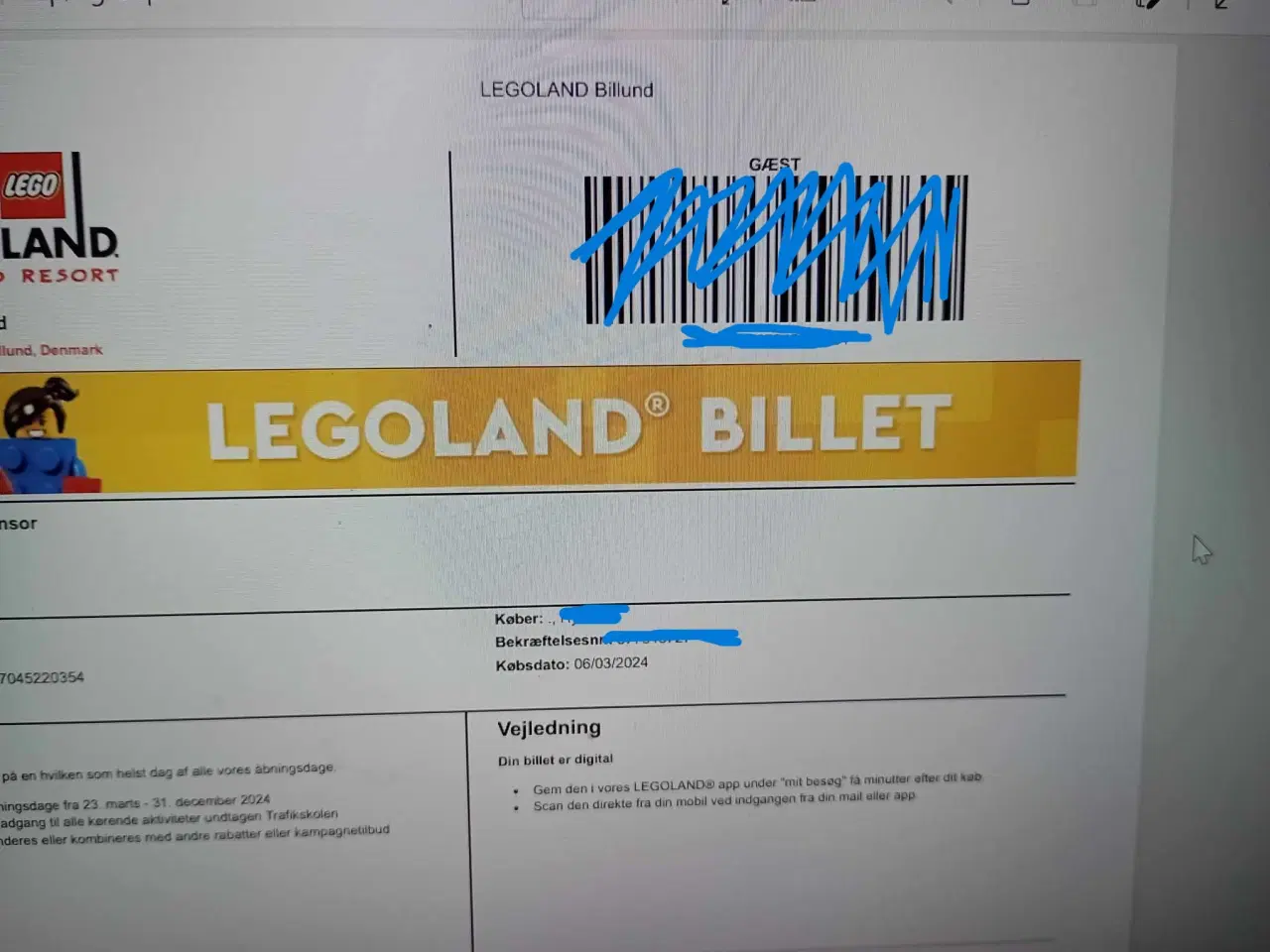 Billede 1 - Legoland billet 