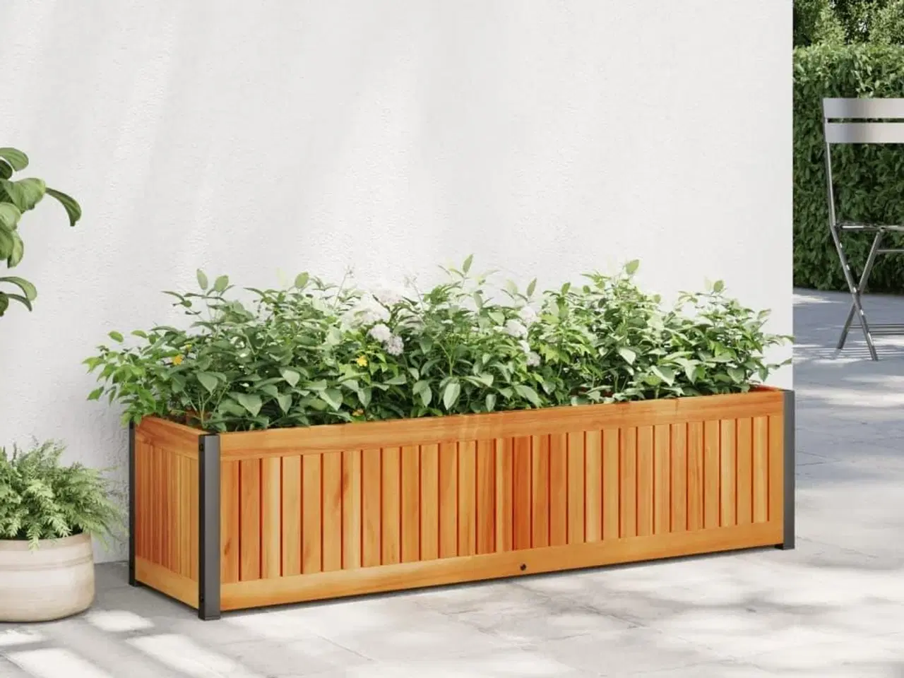 Billede 1 - Plantekasse 110x30x27,5 cm massivt akacietræ og stål