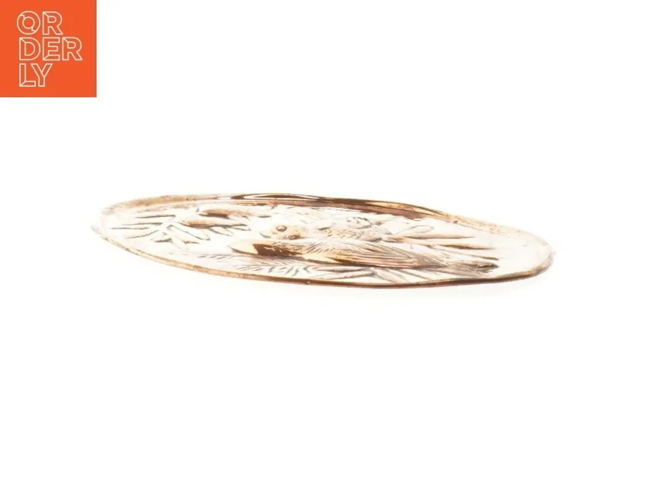 Billede 3 - Dekorativ kobber relief med fuglemotiv (str. Ø 18,5x0,5 cm)