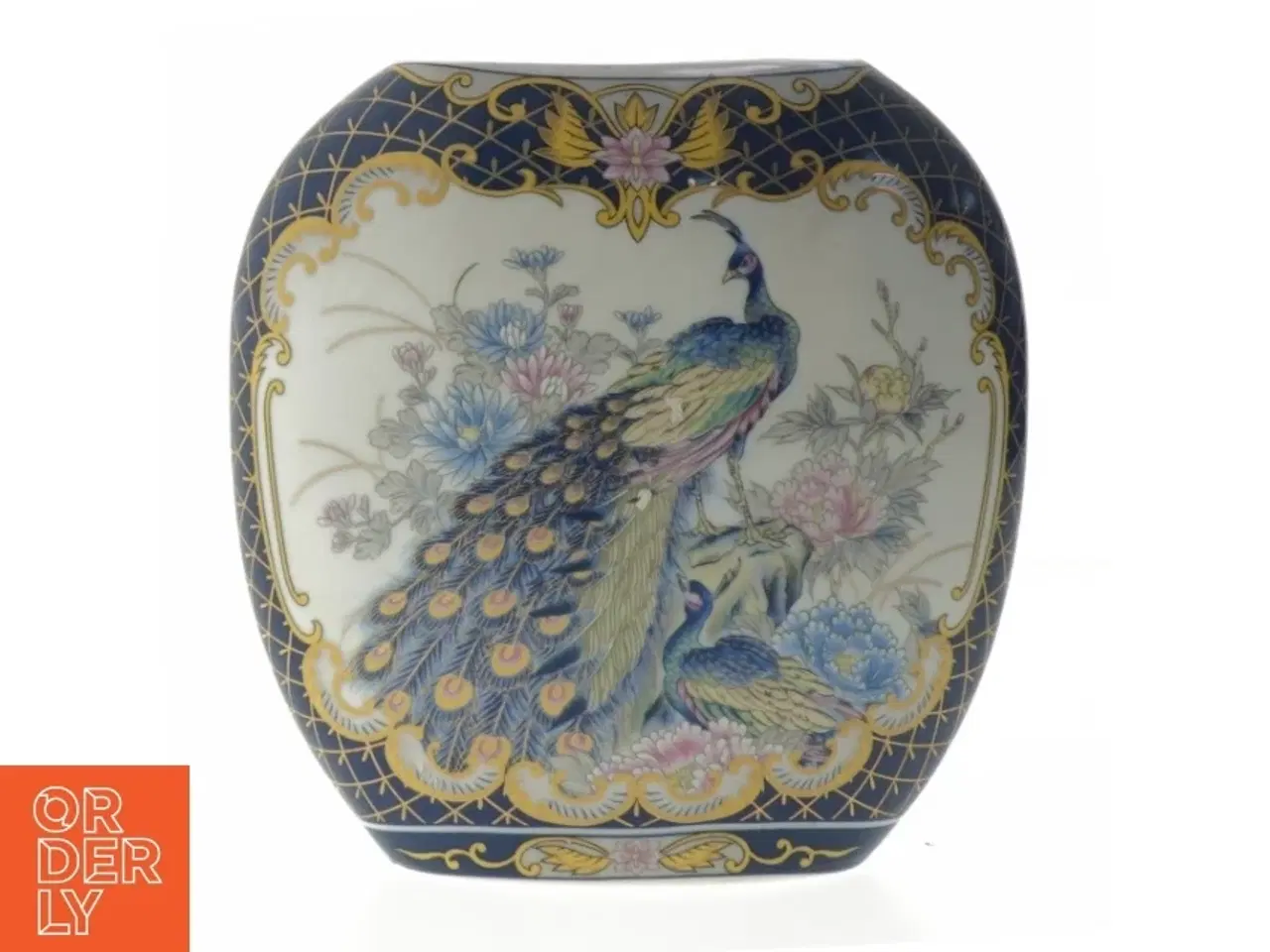 Billede 1 - Dekorativ vase med påfugle motiv (str. 16 cm)