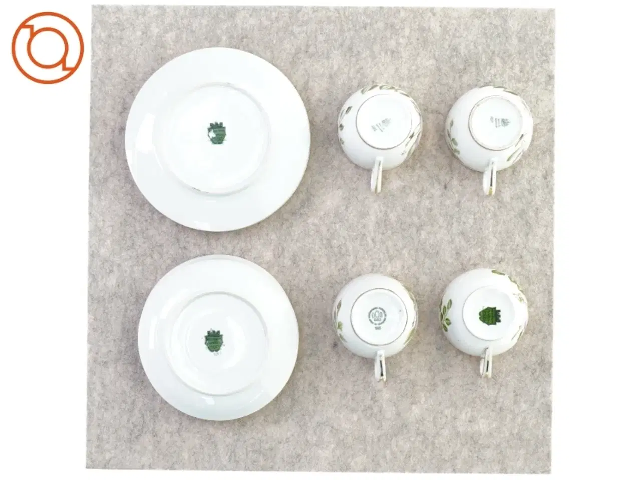 Billede 3 - Kaffekopper med underkopper og tallerkener fra Københavns Porcellains Maleri (str. Kop 7 x 5 cm underkop 13 cm tallerken 16 cm)