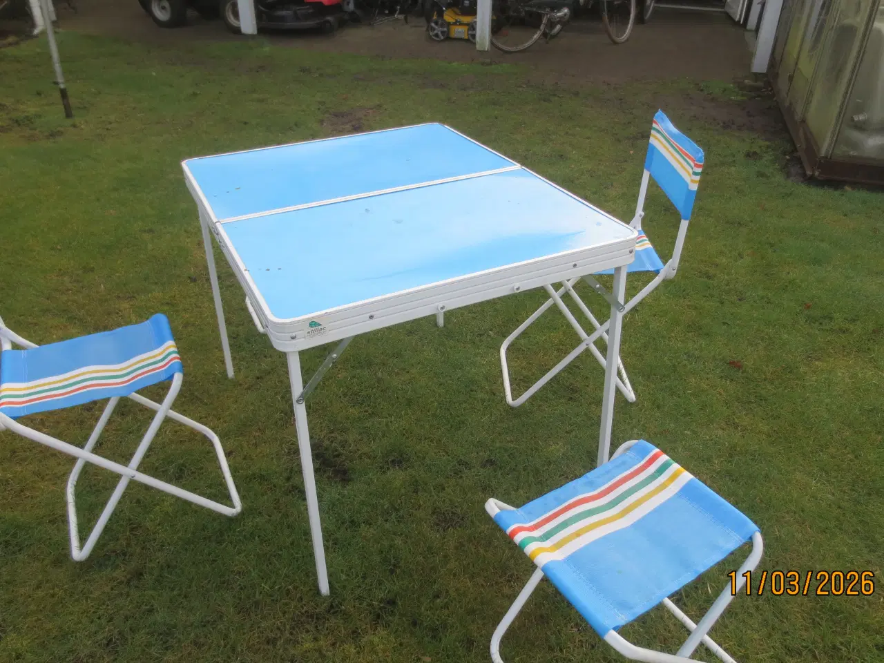Billede 3 - 1 sæt Retro Stiliaco Campingbord og 4 stole