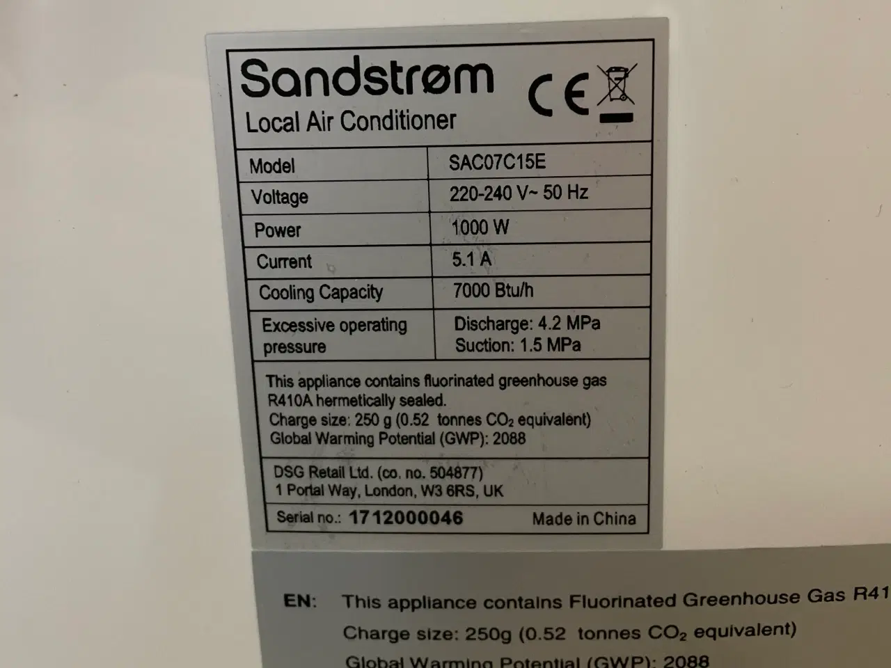 Billede 2 - Sandstrøm, aircondition SAC07C15E