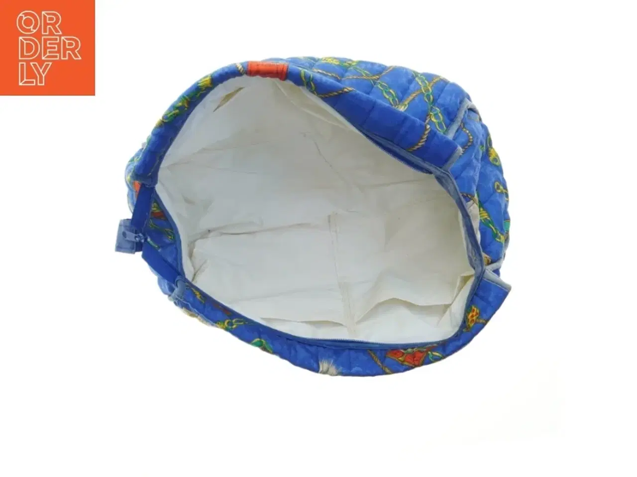 Billede 2 - Blå taske med kæde print (str. 31,5x22 cm)