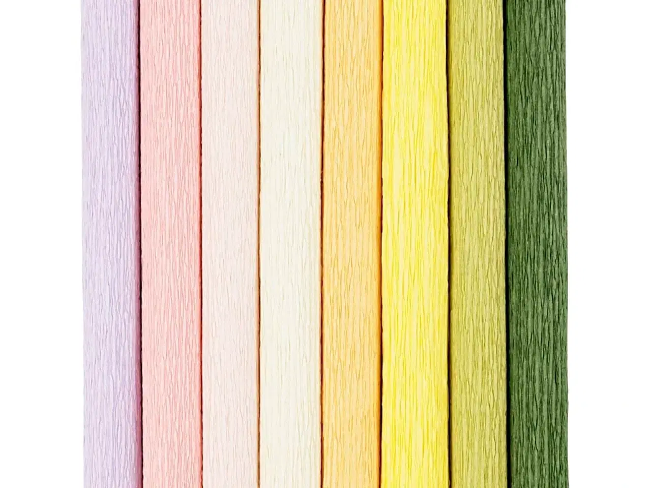 Billede 1 - Crepepapir, ark 25x60 cm, Stræk/crepe: 180%, 105 g, pastelfarver, 8ark/ 1 pk.
