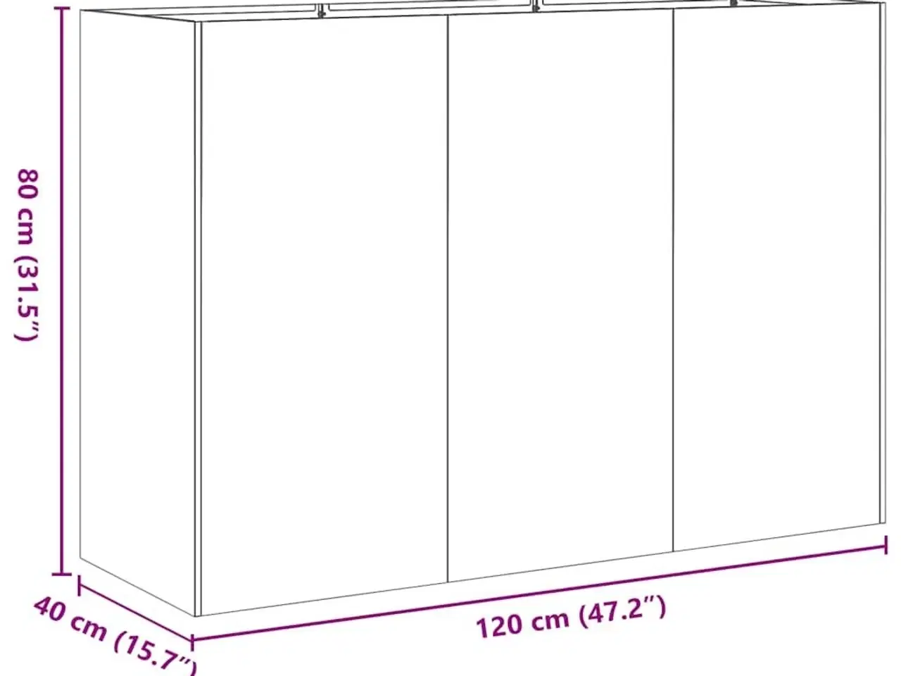 Billede 9 - Plantekasse 120x40x80 cm koldvalset stål sort