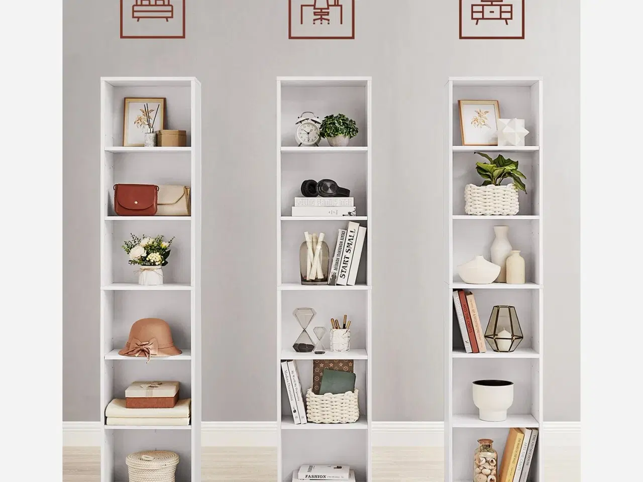 Billede 6 - Bogreol med 6 hylder skandinavisk, 40 × 24 × 178,5 cm, hvid