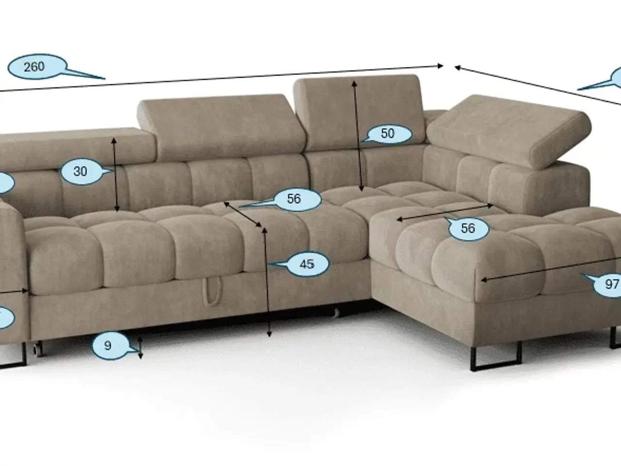 Billede 3 - STRAKS FORSENDELSE ASPER MINI 260x170 CM + PUF