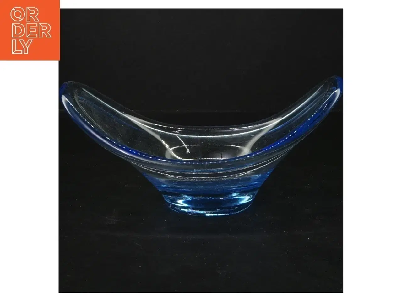 Billede 1 - Blåt glasfad fra holmegaard(str. 24 cm)