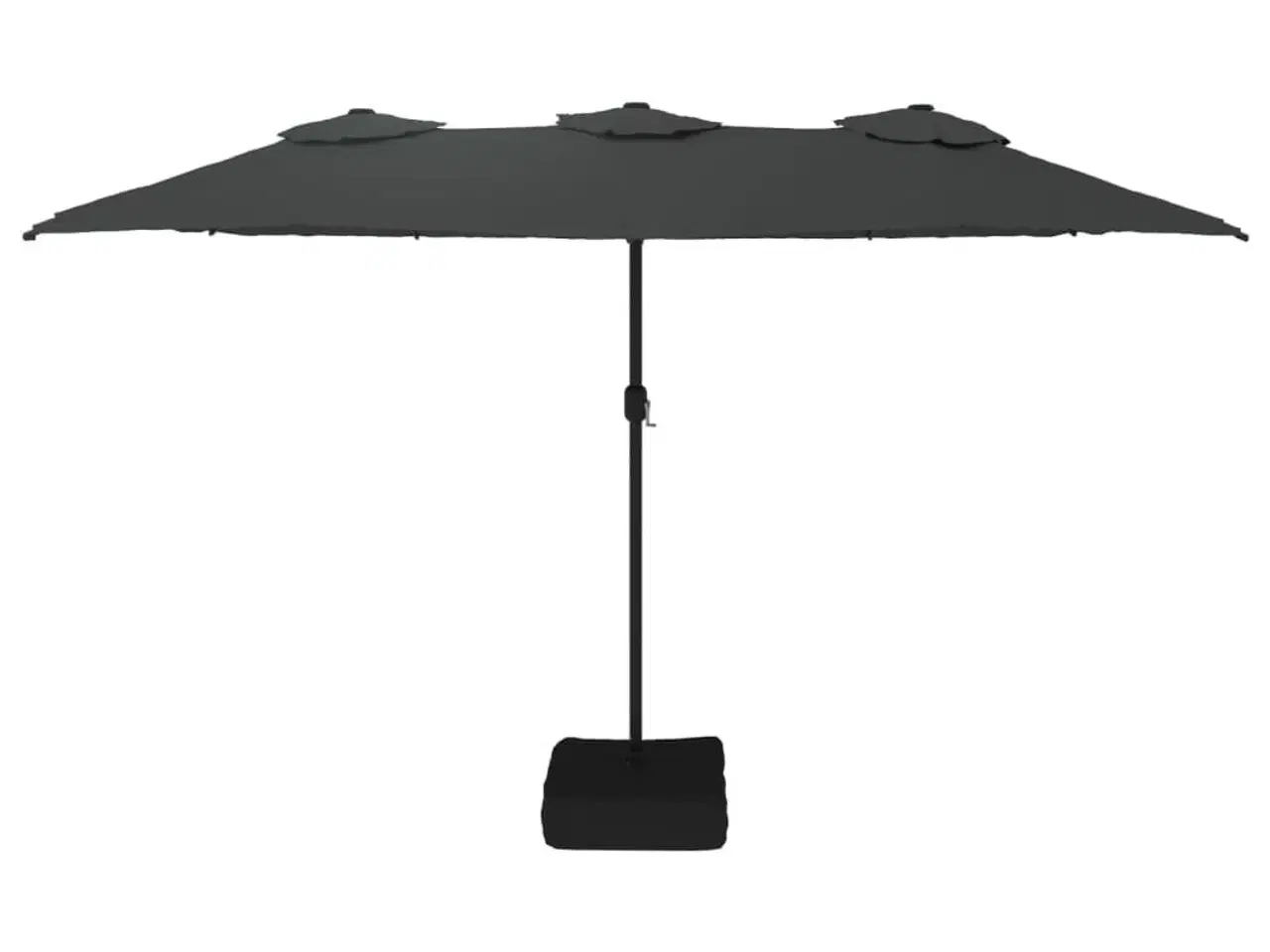Billede 4 - Parasol m. dobbelt parasoldug og LED-lys 449x265 cm antracitgrå